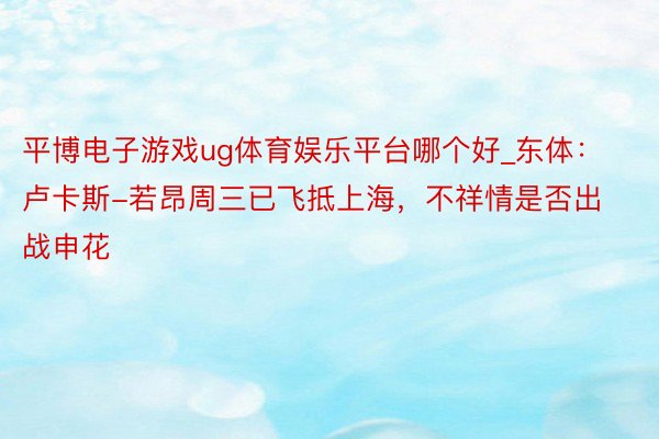 平博电子游戏ug体育娱乐平台哪个好_东体：卢卡斯-若昂周三已飞抵上海，不祥情是否出战申花