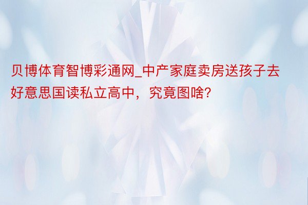 贝博体育智博彩通网_中产家庭卖房送孩子去好意思国读私立高中，究竟图啥？