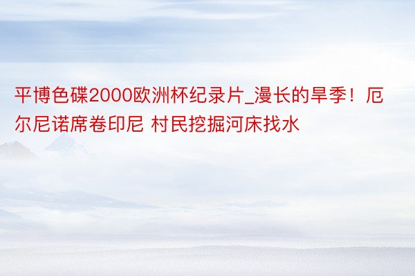 平博色碟2000欧洲杯纪录片_漫长的旱季！厄尔尼诺席卷印尼 村民挖掘河床找水