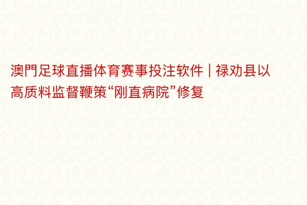 澳門足球直播体育赛事投注软件 | 禄劝县以高质料监督鞭策“刚直病院”修复