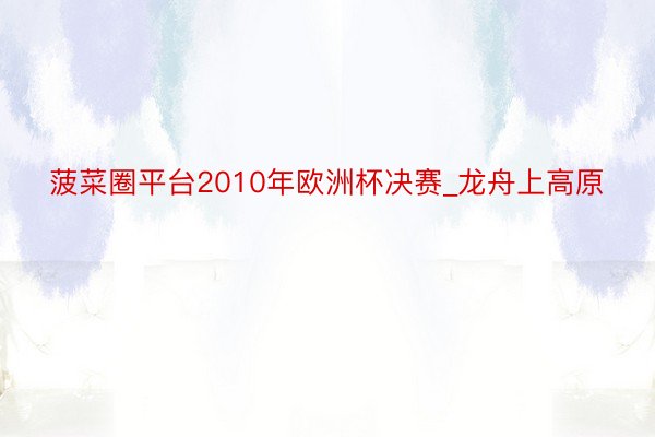菠菜圈平台2010年欧洲杯决赛_龙舟上高原